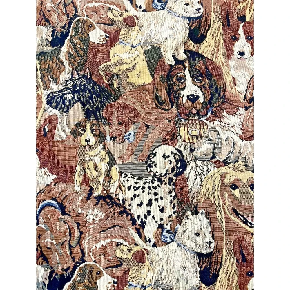 Tapestry Dog Print Fabric Remnant Piece See Pictures for Measurements Vintage